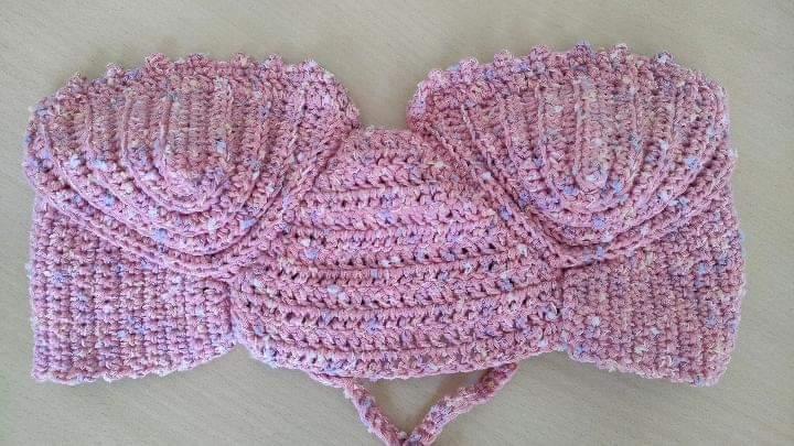 Surena Crochet conchita corset bustier crochet top in pink, a handmade summery top