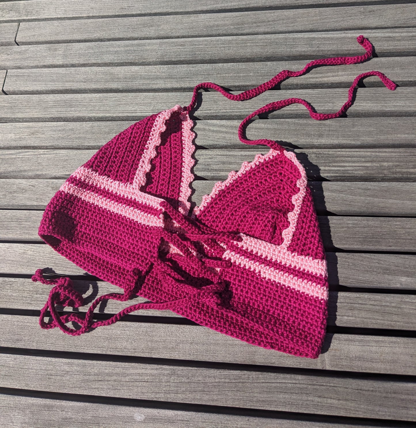 Crochet croptop: Fuchsia & pink 