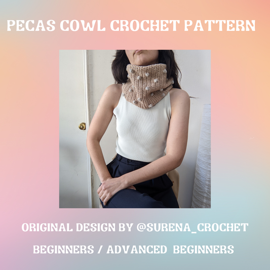 Sign advertising Surena Crochet pecas cowl crochet pattern, idea for crochet beginners 