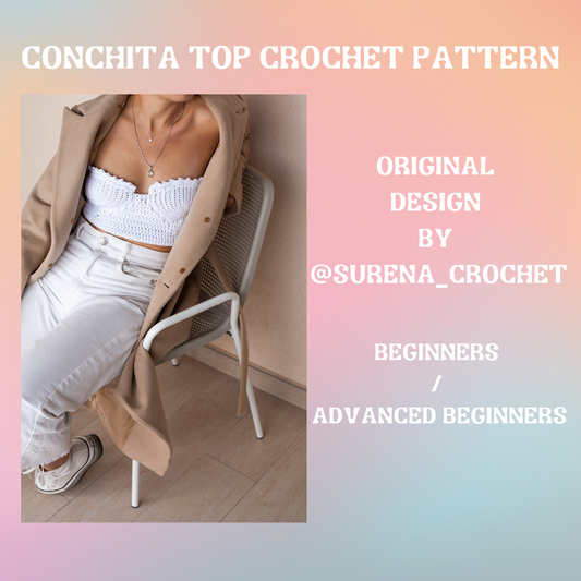 Sign advertising Surea Crochet Conchita top crochet pattern 