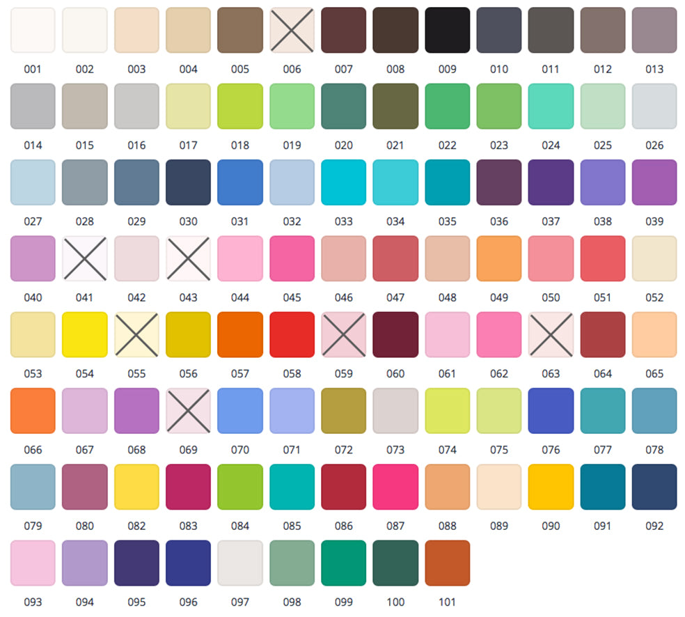 Color options for the Margarita and Ballerina crochet custom tops. 